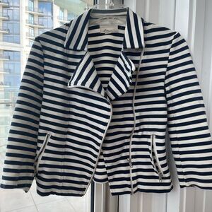 Forever 21 striped fabric moto jacket